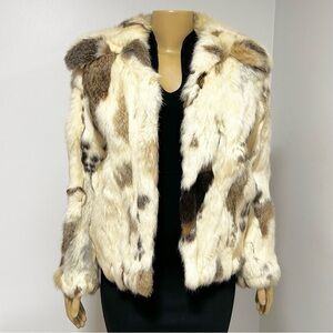 Vintage Multi colored Rabbit Fur Coat‎ Jacket Mob Boss Wife Size Medium